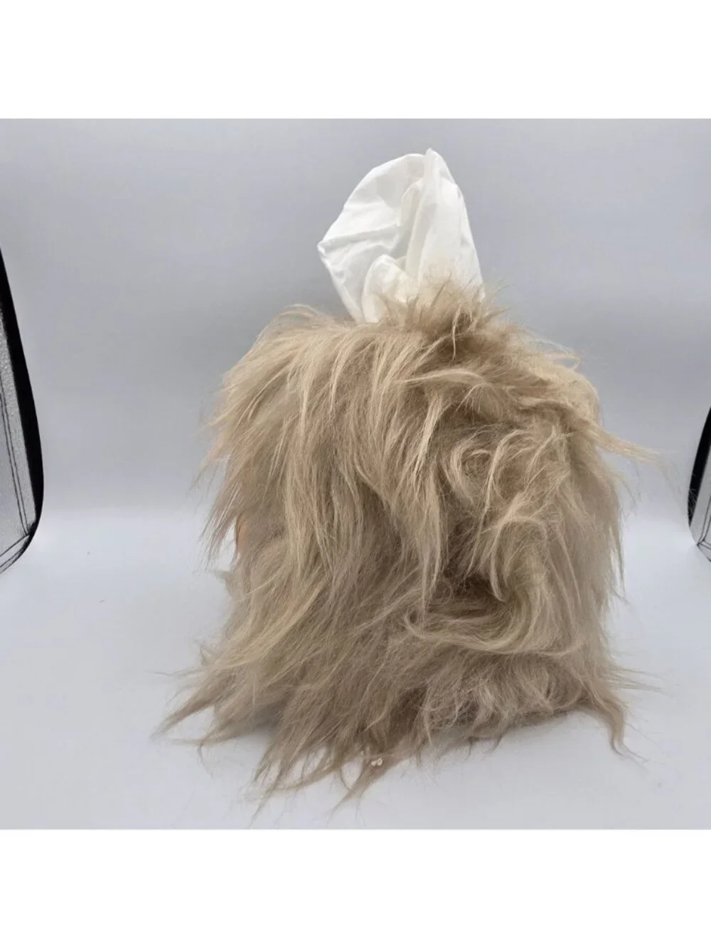 Vintage Baby Doll Head Tissue Box Cover Vintage Blond Hair Earrings Lace